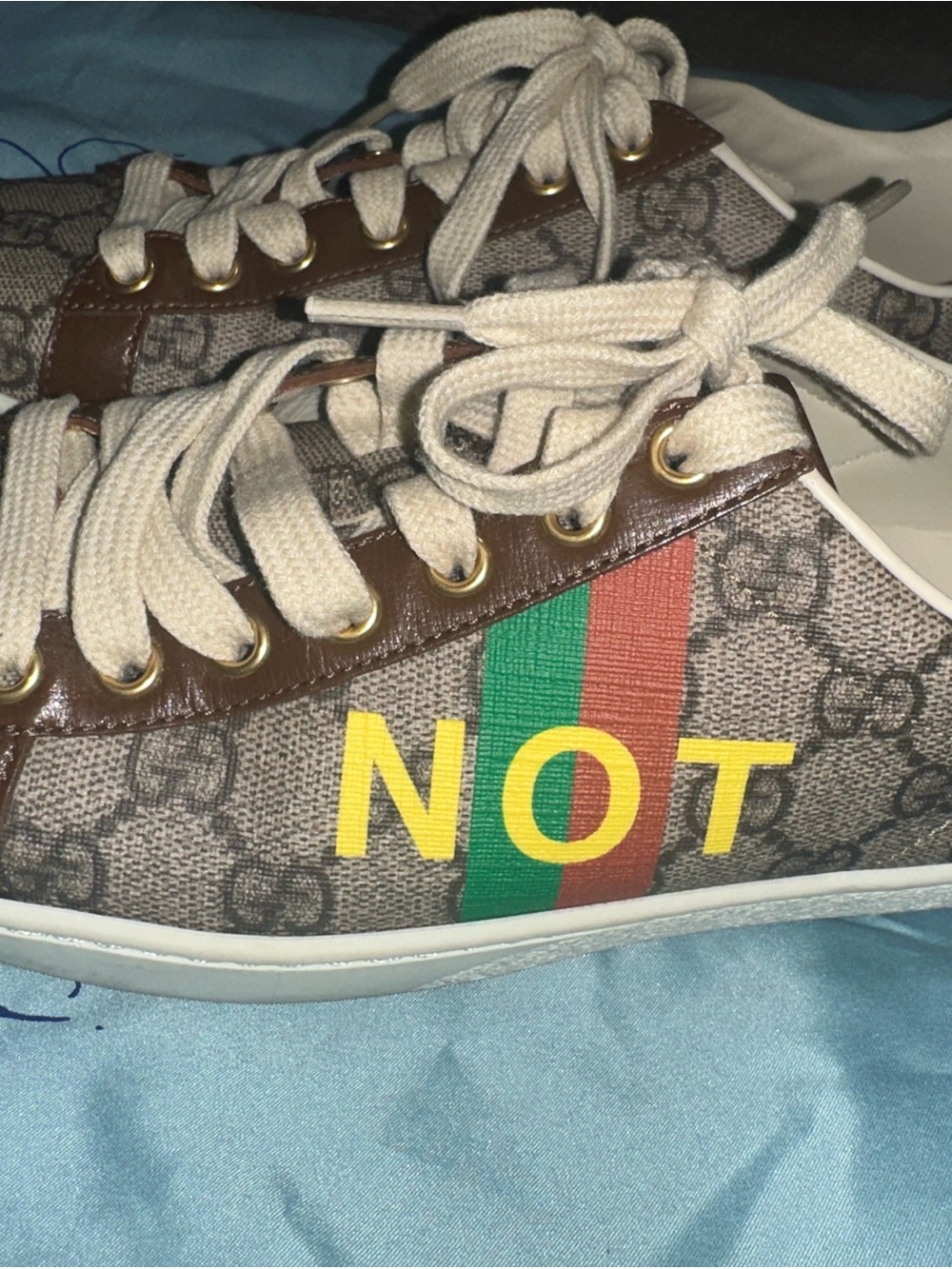 Gucci Brown Monogram Sneakers with Green and Red Stripe